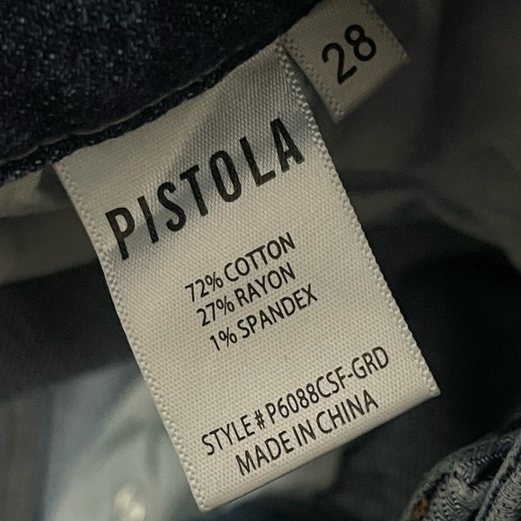 Pistola High Rise Blue Distressed Straight Leg Jeans with Classic Medium Wash 28 - Picture 3 of 9